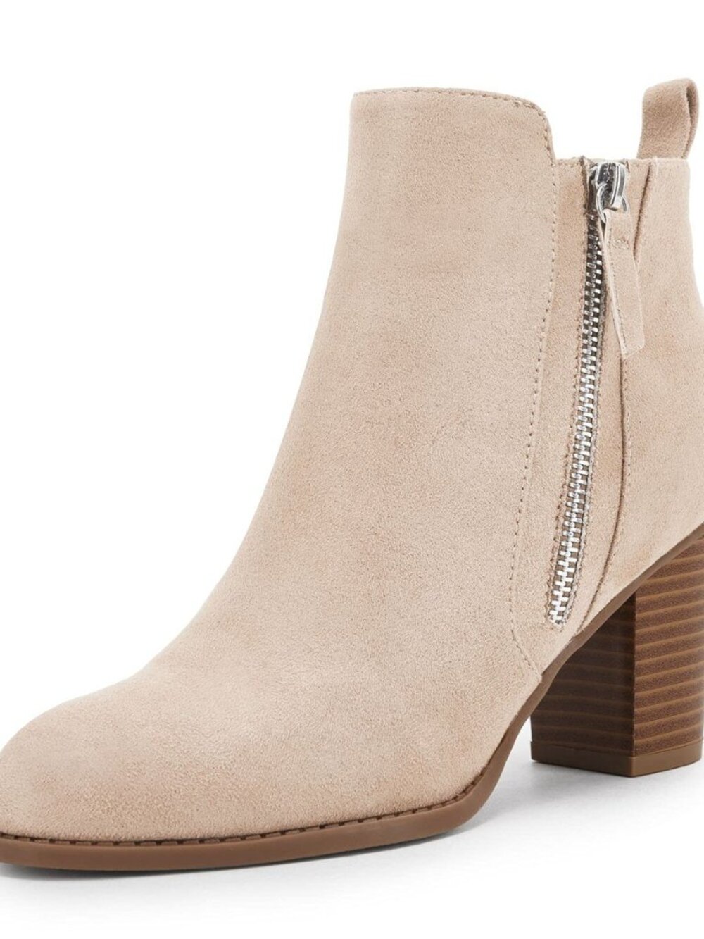 Ankle Boots for Women Chunky Block Heel Side Zipper Pointd Toe Suede Fall Winter